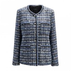 페이지플린  (F5DJK503) 라운드넥 코코 블루 트위드 자켓