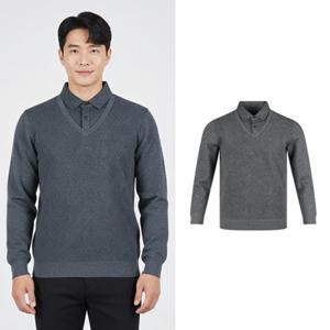 보스케 남자 겨울 골프 기모 레이어드 카라티 긴팔 티셔츠 LB251120