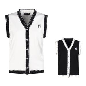 보스케 여성 가을 골프웨어 골프 브이넥 배색 니트 조끼 LB251135