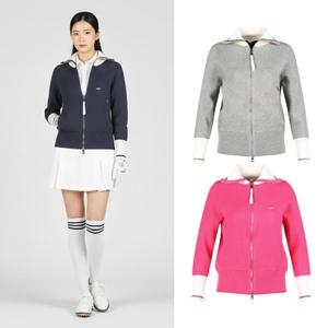 보스케 여성 겨울 골프 방풍 투웨이 집업 배색 니트 자켓 LB251224