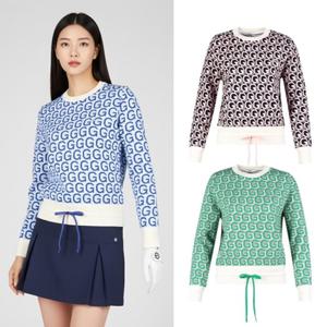보스케 여성 겨울 골프웨어 골프 방풍 패턴 리본 긴팔 니트 LB251223