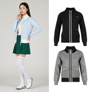 보스케 여성 겨울 골프웨어 골프 배색 방풍 니트 집업 자켓 LB251220