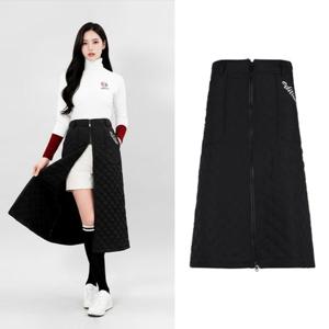 보스케 여성 겨울 골프 반밴딩 방한 지퍼 퀼팅 롱 스커트 LB251241