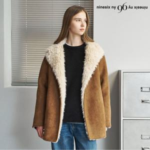 [나인식스뉴욕]소프트 시어링 퍼 하프 넥버튼 무스탕 자켓 (NP4JK014L0)