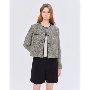 질스튜어트 뉴욕 여성 25SS 스테디셀러 옐로우 포켓 코튼혼방 트위드자켓 WJJA5A120Y2