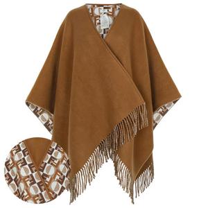 펜디 25FW 카멜 멀티 데코 울 캐시미어 리버시블 판초 케이프 FXX808 AYKT F0X2L