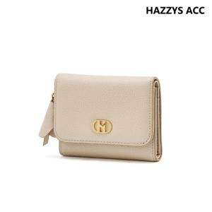 [NEW H] 베이지 H장식 소가죽 지퍼 반지갑HIWA6E661I2