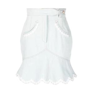 25 FW 카사블랑카 플로럴 자수 데님 페플럼 스커트 WS23SK06201 TP446014148