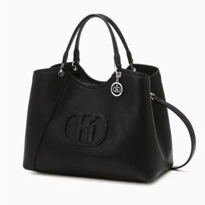 [헤지스ACC] 블랙 로고장식 가죽 토트백 HIBA6E501BK