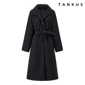 [탱커스]하이넥 베이직 벨티드 울 블렌드 롱 코트 (TX4CT007L0)