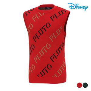 [디즈니골프]남성 사선 로고패턴 라운드넥 니트 조끼 (DO3MKV002