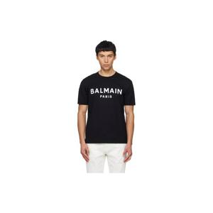 25 FW 발망 남성 블랙 발망 파리 프린트 티셔츠 261251M213020