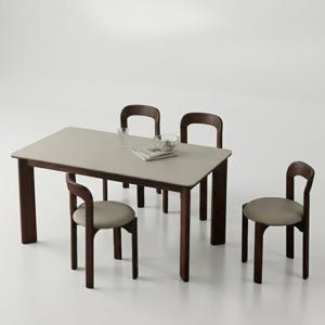 스코나 파인즈 양면 포세린 세라믹 원목 4인 식탁세트(의자4개)