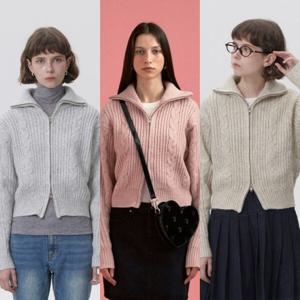 [플랙진] 여성 트위스트 집업 니트 가디건 PWTH4CDL72W