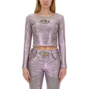 디젤 브로치 메탈릭 크롭 티셔츠 A14665_OCBDF01