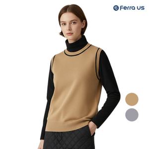 페라어스 여성 가을 고급 소재 라운드넥 니트 골프 조끼 AVF5JE6494