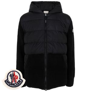 몽클레어 블랙 울 니트 믹스 구스 다운 후드 집업 자켓 9B00031 M4281 999