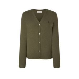 헤지스 여성 25FW 시즌오프캐시미어 블렌디드 V넥 가디건 다크카키 HSSW5D901K3