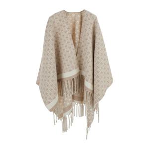 페라가모 프린지 헴 간치니 자수 울 케이프 320959 0779387