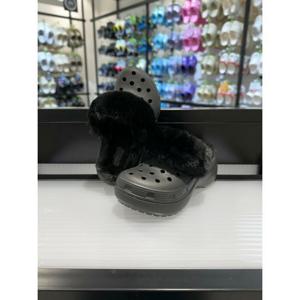 [크록스]MARIO크록스 클래식 플랫폼 퍼즈 라인드 클로그 212854-001 블랙