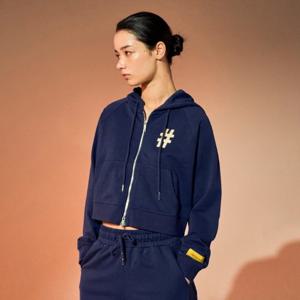 빈트릴후드집업 VQA BA241TR501VL 여성 클래식 해시태그 로고 크롭 후디집업 (바이올렛)