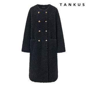 [탱커스] 라운드 양털 시어링 더블 버튼 롱 코트 (TX4CT009L0)