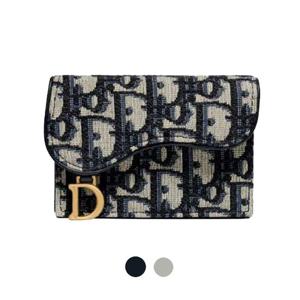 디올 카드지갑 오블리크 새들 네이비 그레이 S5611CTZQ