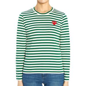 꼼데가르송 레드와펜 스트라이프 여성 긴팔티셔츠 AZ T163 051 3