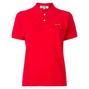 S사이즈 24FW 꼼데가르송 여성 레드 레드하트 패치 PK 반팔 AZT005