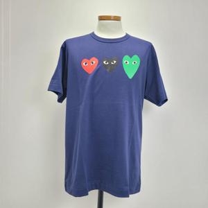 [Comme-des-Garcons] 꼼데 남성 트리플 하트 반팔 티셔츠 dark blue P1T186