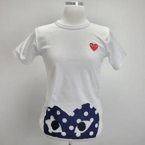 [Comme-des-Garcons] 꼼데 여성 하트 도트 반팔 티셔츠 White P1T235