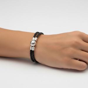 판도라 590745CBK-D 모먼트 더블 브레이드 우븐 가죽 팔찌