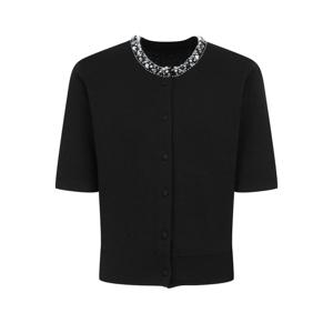 질스튜어트 뉴욕 여성 25SS 스테디셀러 블랙 비즈장식 면혼방 반팔가디건 WJSW5B220BK