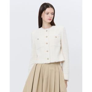 질스튜어트 뉴욕 여성 25SS 스테디셀러 크림 올풀림장식 울혼방 트위드자켓 WJJA5B710CR