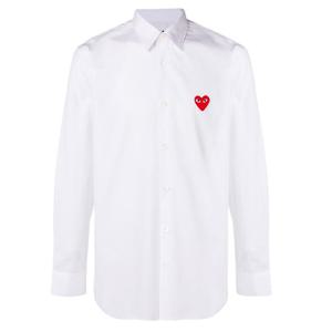 꼼데가르송 레드 하트 긴팔 셔츠 화이트 P1B002