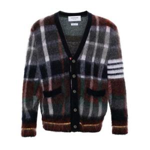 톰브라운 브러쉬드 모헤어 깅험 헥터 타탄 체크 자카드 4바 카디건 MKC559A Y8008 996