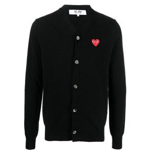 꼼데가르송 클래식 남성 레드 하트 가디건 블랙 P1N0081