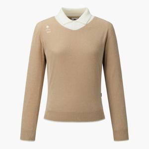데상트골프웨어 VQA DQ42WFKPOH-BEGG 여성 셔닐 변형넥 방풍 풀오버 / Beige