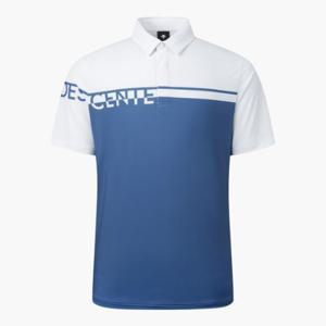 데상트골프반팔티 JQS DP32MFTS71-BLUG 남성 배색 프린트 반팔 티셔츠 / BLUE
