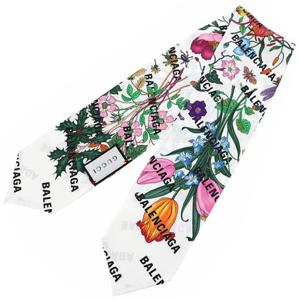 구찌 발렌시아가 더해커프로젝트 플로라 프린트 실크 넥보우 스카프 679494