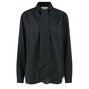 구찌 GG 실크 크레이프 넥 보우 셔츠 740513 ZAISQ 1000