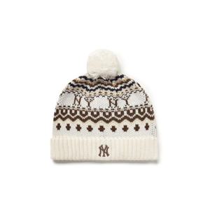 MLB  (3ABNV0856-50CRD) 공용 빈티지 패턴 폼폼 비니