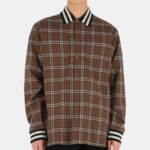 22 SS 버버리 남성 스트라이프 카라 체크 셔츠(브라운) 8048181 A9011