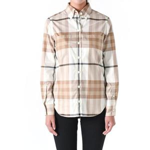 버버리 체크 패턴 코튼 셔츠 베이지 8056856