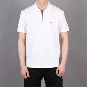 22SS CP 컴퍼니 자수로고 폴로 지퍼 반팔티 화이트 12CMPL092A 005263W 103