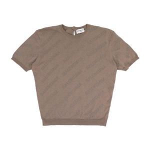 발렌시아가 여성 로고 숏 슬리브 크롭 스웨터 반팔티 706302 T3234 0966