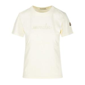 24FW 몽클레어 로고 자수 티셔츠 아이보리 8C00015 89AIJ 034