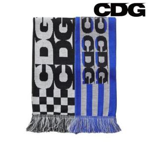 CDG 로고 체크 스카프 화이트 블랙 블루 SZ-K404-051-1