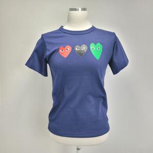 [Comme-des-Garcons] 꼼데 여성 트리플 하트 반팔 티셔츠 dark blue P1T185