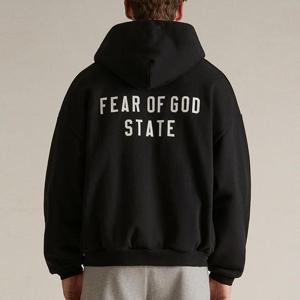 24FW 피어오브갓 에센셜 헤비 플리스 백로고 자수 후드집업 블랙 192BT246240F